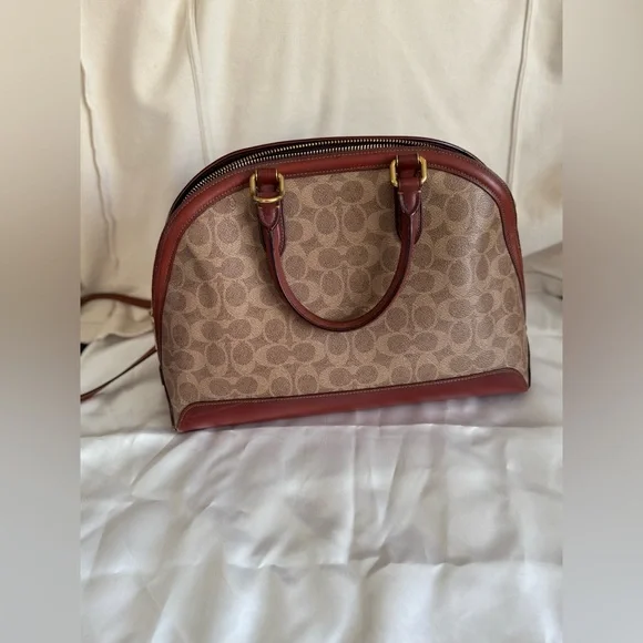 Coach Womens Coated Canvas Signature Quinn Satchel B4/Tan Rust - Picture 7 of 16